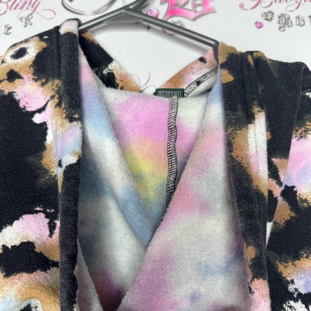 Wild fable sweater hoodie pull over crop tie dye camo pastel cotton candy fleece - Picture 6 of 10